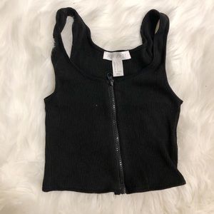 Black Zip Up Crop